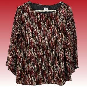 Vintage Brittany Black Pullover Blouse with Shiny Gold Spots